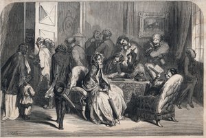 En tandläkares förkammare. Teckning av Gustave Dore (1832-1883). Gravyr i ”Le Monde illustrious”” från 1862. Privat samling. av Gustave Dore