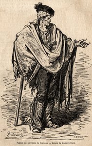 En bonde från Cordoba-regionen. Skiss tagen live av Gustave Dore (1832-1883). Gravyr för att illustrera resan i Spanien, 1862 av Charles Davillier och Gustave Dore, i "Le tour du monde, nouveau journal des voyages"" publicerad under dir. av Gustave Dore