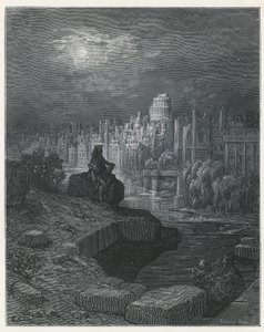 En resenär från Nya Zeeland som betraktar Londons ruiner av Gustave Dore