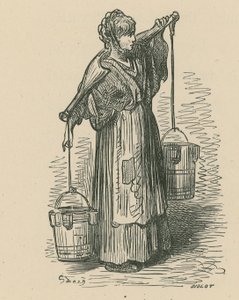 En kvinna som bär två hinkar av Gustave Dore