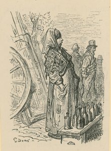 En kvinna som säljer glasflaskor av Gustave Dore