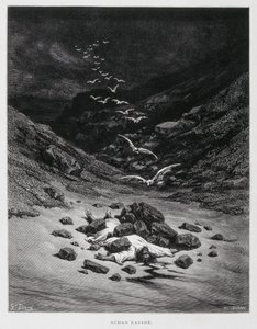 Akan stenas till döds (Jos. 7:1,10-26), Illustration från Dore-bibeln av Gustave Dore