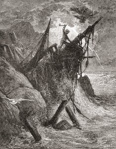 Efter ett originalverk av Gustave Dore till boken The Toilers of the Sea av Victor Hugo. Från Life and Reminiscences of Gustave Dore, publicerad 1885. av Gustave Dore