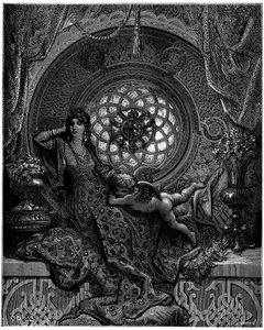 Alcinas skönhet övervinner alla Ruggieros farhågor av Gustave Dore