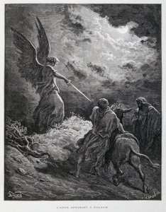 En ängel mötte Bileam med ett svärd, illustration från Dore-bibeln av Gustave Dore