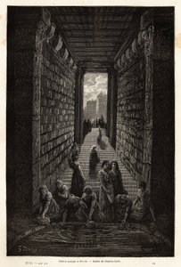 En antik cistern, fortfarande i bruk, i Merida. Gravyr för att illustrera resan till Spanien av Gustave Dore (1832-1883) illustratör och baron Ch. Davillier reaktor, 1862, publicerad i "Le tour du monde, nouveau journal des voyages", under ledning av av Gustave Dore
