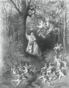 Angelica och Medoro, från The Frenzy of Orlando av Gustave Dore