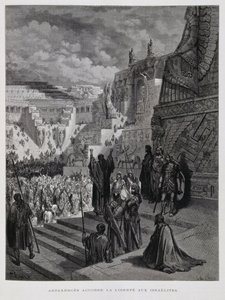 Artaxerxes ger judarna i Persien frihet, Illustration från Dore-bibeln av Gustave Dore