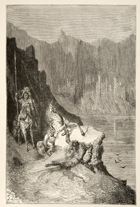 Balin Slays Sir Lanceor, från Stories of the Days of King Arthur av Charles Henry Hanson, pub.1898 av Gustave Dore