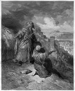 Boabdil lämnar Grenada - Abu Abd Allah Mohammed, alias El Chico (Muhammad XII) (1459-1533) den siste arabiske kungen av Grenada, illustration från "Stories of the Crusades" av J-F. Michaud av Gustave Dore