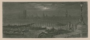 Båtar förtöjda på Themsen av Gustave Dore