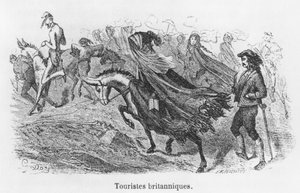 Brittiska turister, illustration från "Voyage aux Pyrenees" av Hippolyte Taine (1828-93), graverad av Emile Deschamps (1800-talet). av Gustave Dore