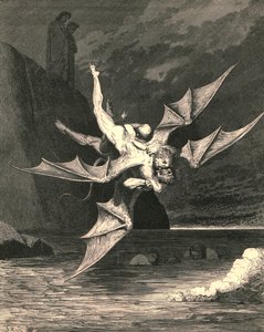Men den andra visade sig vara en hök...och i den kokande sjön föll båda, c1890. av Gustave Dore