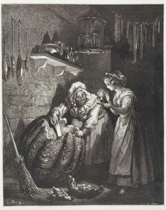 Askungens gudmor och pumpan, graverad av Heliodore Joseph Pisan (1822-90) c.1868 av Gustave Dore
