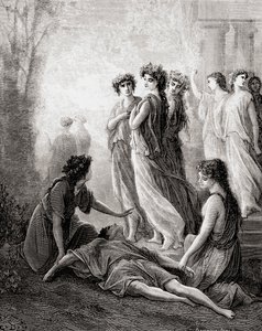 Daphnis et Alcimadure, från en utgåva från slutet av 1800-talet av Fables de La Fontaine (trästick)