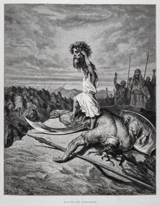David dödar Goliat, illustration från Dore-bibeln av Gustave Dore