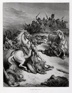 Kung Saul av Israels död, illustration från Dore-bibeln av Gustave Dore