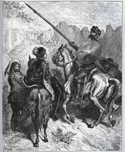 Don Quijote accepterar uppdraget som Dorothe-Princess of Micomicon föreslagit - från "Don Quixote de la Mancha" av Miguel Cervantes av Gustave Dore