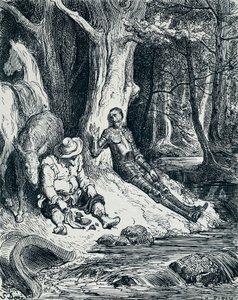 Don Quijote och Sancho Panza i illustration, av Gustave Dore 