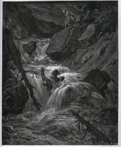 Dorothee, deguisee som en ung bonde, släpper lös sin lustfyllda betjänt - från "" Don Quixote de la Mancha"" av Miguel Cervantes av Gustave Dore