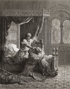 Edward I (1239-1307) av England dödar hans skulle bli mördare i juni 1272, illustration från 