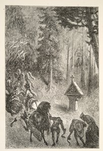 Escorting Guenever från Cameliard, från Stories of the Days of King Arthur av Charles Henry Hanson, pub.1898 av Gustave Dore
