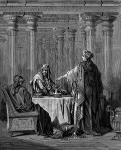 Ester c450 f.Kr. före sin man, kung Ahasveros Xerxes I av Persien, 1866 av Gustave Dore