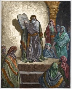 Ezra den skriftlärde läser lagen för folket - - gravyr i "The Bible illustree" av Gustave Dore (1832-1883) - Gravyr från "" The Dore Bible"" av Gustave Dore
