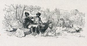 Fabeln om La Fontaine "" Vargen och hunden "" av Gustave Dore