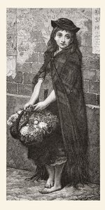 Blomsterflicka efter ett verk av Gustave Dore. Ur Life and Reminiscences of Gustave Dore, publicerad 1885. av Gustave Dore