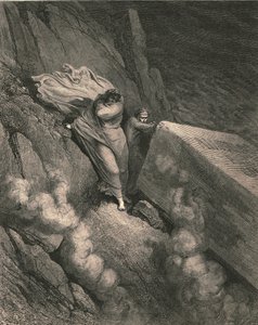 Från den djupa avgrunden, bakom locket på ett stort monument, stod vi pensionerade, c1890. av Gustave Dore