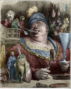 Gargantua karaktär i romanerna av Francois Rabelais (1494-1553), fransk författare. Illustration av Gustave Dore (1832-1883). av Gustave Dore