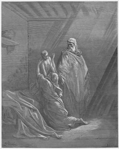 Gustave Dore Bibeln: Elia uppfostrar sonen till änkan i Sarfat av Gustave Dore