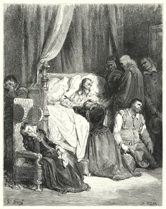 Gustave Dores Don Quijote: Don Quijotes död (gravyr) av Gustave Dore