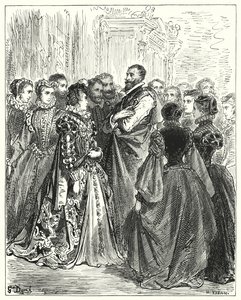 Gustave Dores Don Quijote: "Don Antonios fru hade bjudit in flera av sina vänner till en bal, för att hedra sin gäst" (gravyr) av Gustave Dore