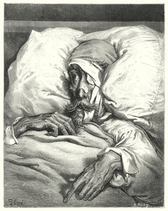 Gustave Dores Don Quijote: "Don Quijote, så olyckligt sårad, var extremt sur och melankolisk" (gravyr) av Gustave Dore