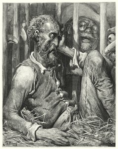 Gustave Dores Don Quijote: "Don Quijote var inte så mycket förvånad över sin förtrollning som över sättet" (gravyr) av Gustave Dore