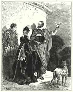 Gustave Dores Don Quijote: "Han gjorde hertigen och hertiginnan bekant med hans känslor och bad att de skulle få lämna" (gravyr) av Gustave Dore