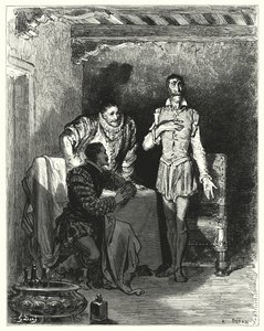 Gustave Dores Don Quijote: "Han berättade för herrarna hela historien om att hon blev förtrollad" (gravyr) av Gustave Dore