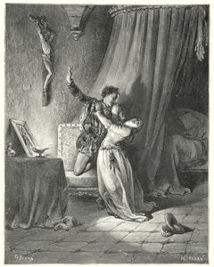 Gustave Dores Don Quijote: "Jag är din i detta ögonblick, vackra Dorothea: se, jag ger dig här min hand för att vara din" (gravyr) av Gustave Dore