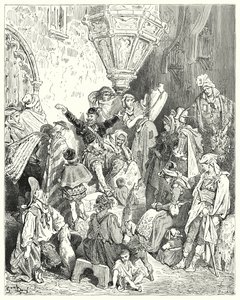 Gustave Dores Don Quijote: "Det fanns inte det landet på jordens yta som han inte hade sett, inte heller strid som han inte hade varit engagerad i" (gravyr) av Gustave Dore