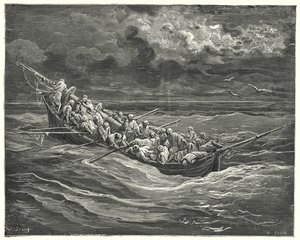 Gustave Dores Don Quijote: "Zoraida gömde allt detta medan hon gömde sitt ansikte, så att hon inte skulle se sin far" (gravyr) av Gustave Dore