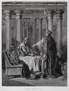 Haman fördöms av drottning Ester, illustration från Dore-bibeln av Gustave Dore