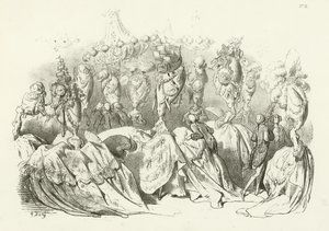 Huvudklänningar under Ludvig XVI:s regeringstid (gravyr) av Gustave Dore