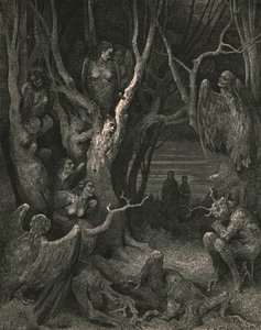 Här bygger de råa harporna sitt bo, c1890. av Gustave Dore