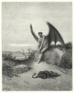 Illustration av Gustave Dore för Miltons Paradise Lost, bok IX, rad 182, 183