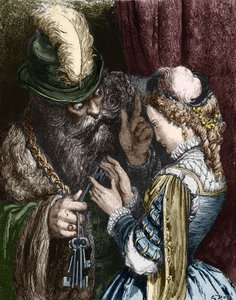 Illustration för "Blåskägg" av Charles Perrault, 1893 av Gustave Dore