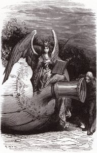 Illustration av Gustave Dore till Francois Rabelais samlade verk: dykflaskan (femte boken) av Gustave Dore