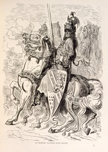 Illustration av Roland på hästryggen. ur La legende de Croque-Mitaine. av Gustave Dore