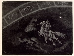 Illustration av stjärntecknet Skorpionen. från La legende de Croque-Mitaine. av Gustave Dore